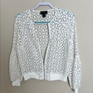 Gracia White Lace Zip-Up Jacket large